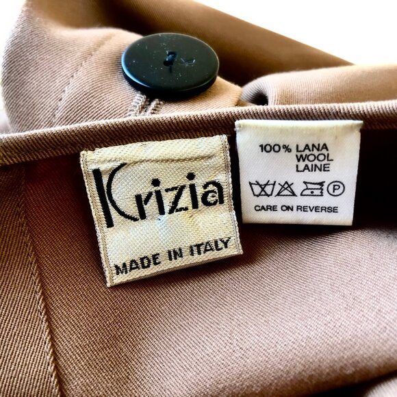 Krizia Italy Vintage Brown WOOL Lined Top Flounce Cuffs Button up Back - Picture 10 of 13